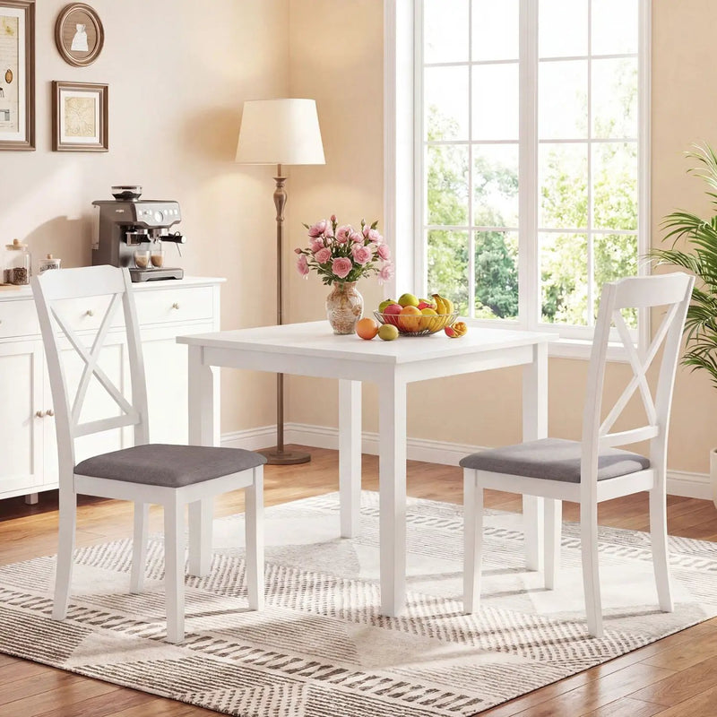 Dining Chairs Set of 4 Rubber Wood Dining Room Chairs with Comfortable Backrest and Padded Seat by DirectDeals