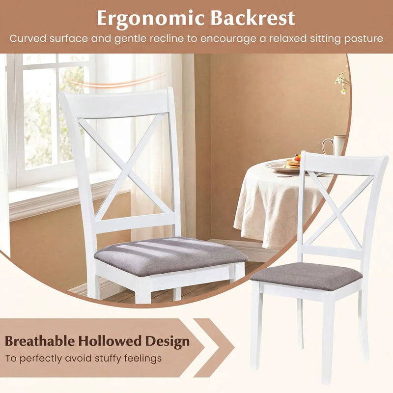 Dining Chairs Set of 4 Rubber Wood Dining Room Chairs with Comfortable Backrest and Padded Seat by DirectDeals