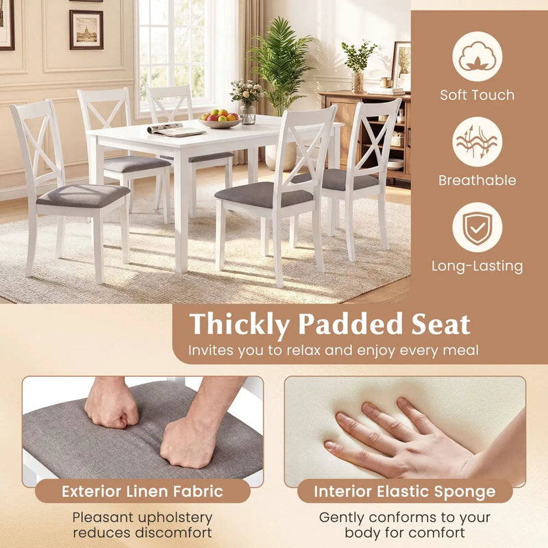 Dining Chairs Set of 4 Rubber Wood Dining Room Chairs with Comfortable Backrest and Padded Seat by DirectDeals