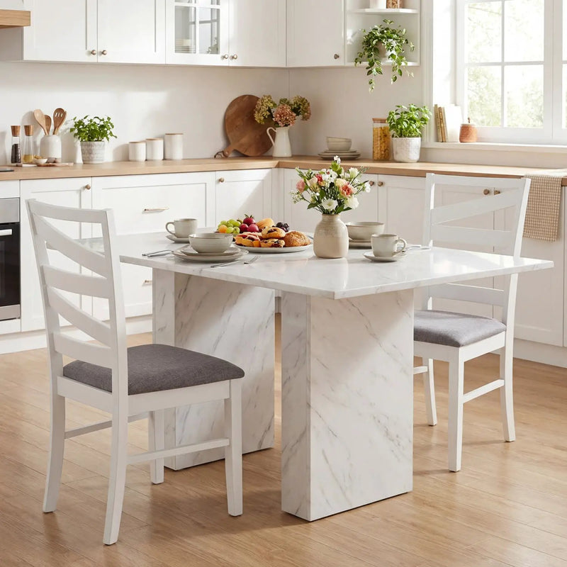 Dining Chairs Set of 2 with Backrests and Rubber Wood Frames by DirectDeals