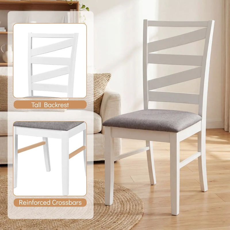 Dining Chairs Set of 2 with Backrests and Rubber Wood Frames by DirectDeals