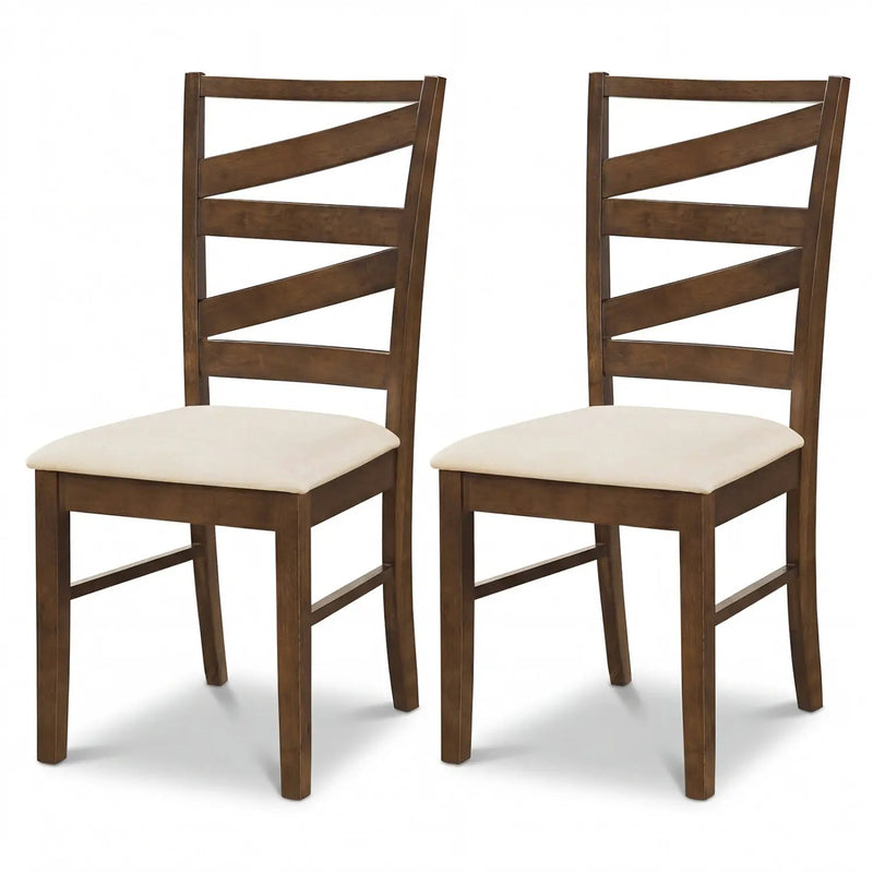 Dining Chairs Set of 2 with Backrests and Rubber Wood Frames by DirectDeals