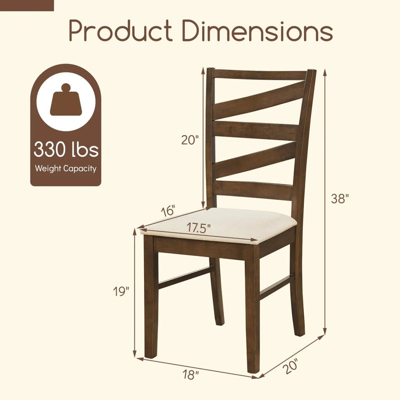 Dining Chairs Set of 2 with Backrests and Rubber Wood Frames by DirectDeals