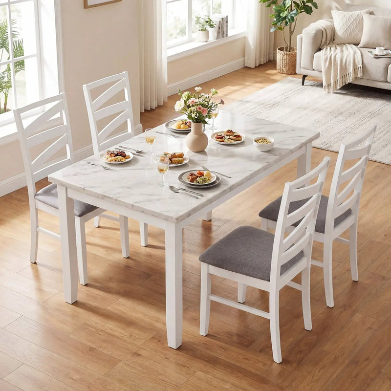 Dining Chairs Set of 4 with Backrests and Rubber Wood Frames by DirectDeals