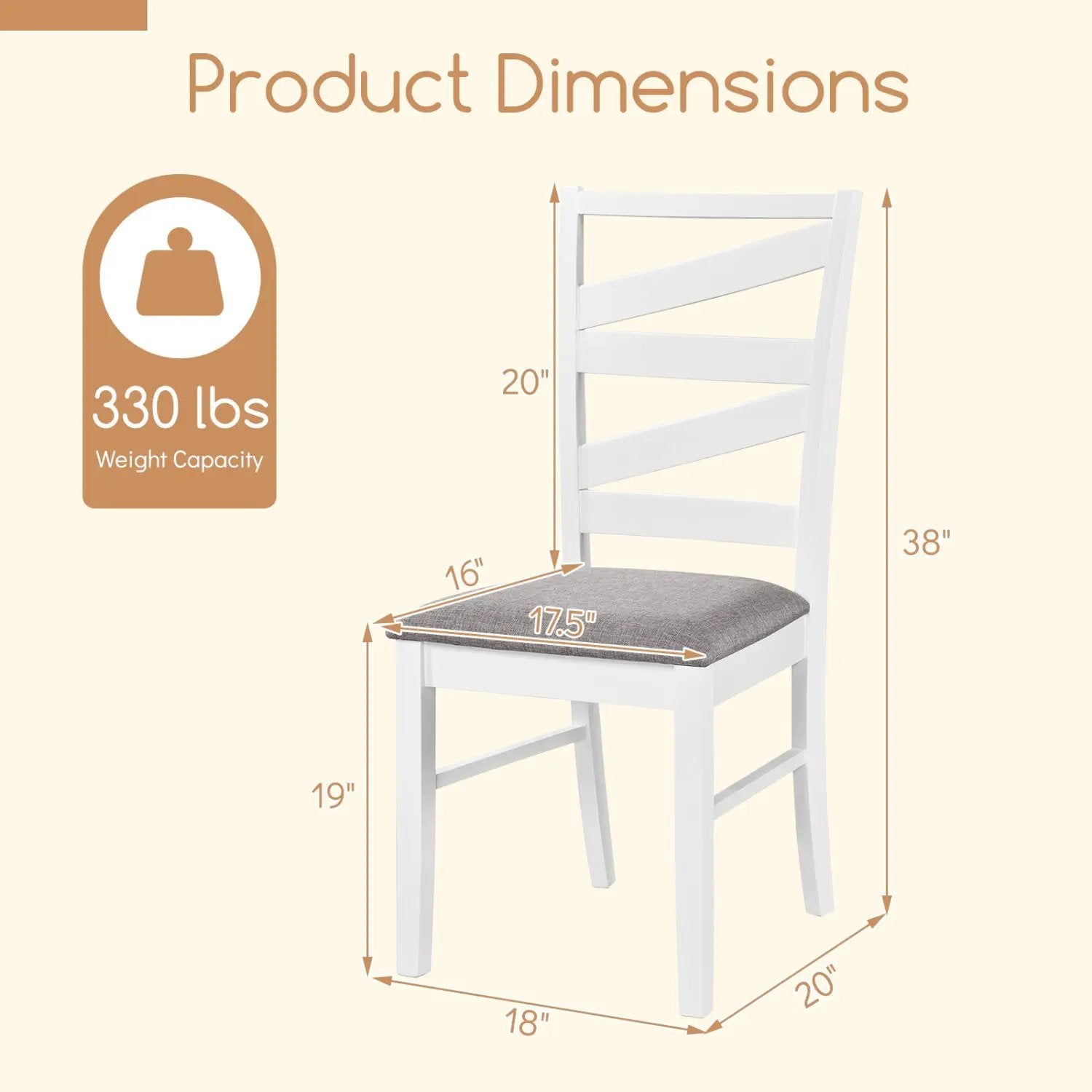 Dining Chairs Set of 4 with Backrests and Rubber Wood Frames by DirectDeals