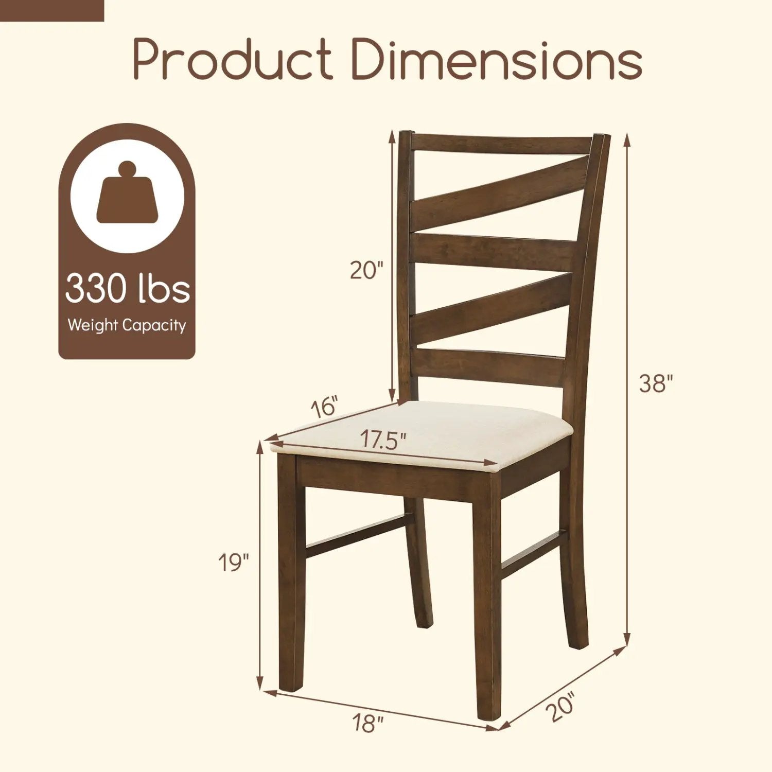 Dining Chairs Set of 4 with Backrests and Rubber Wood Frames by DirectDeals