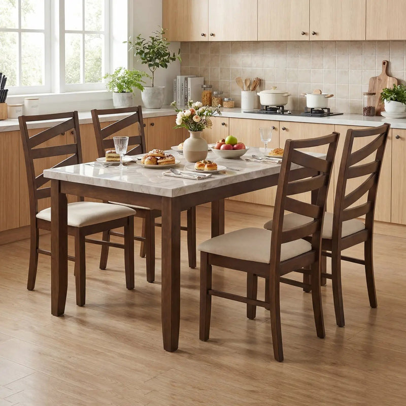Dining Chairs Set of 4 with Backrests and Rubber Wood Frames by DirectDeals