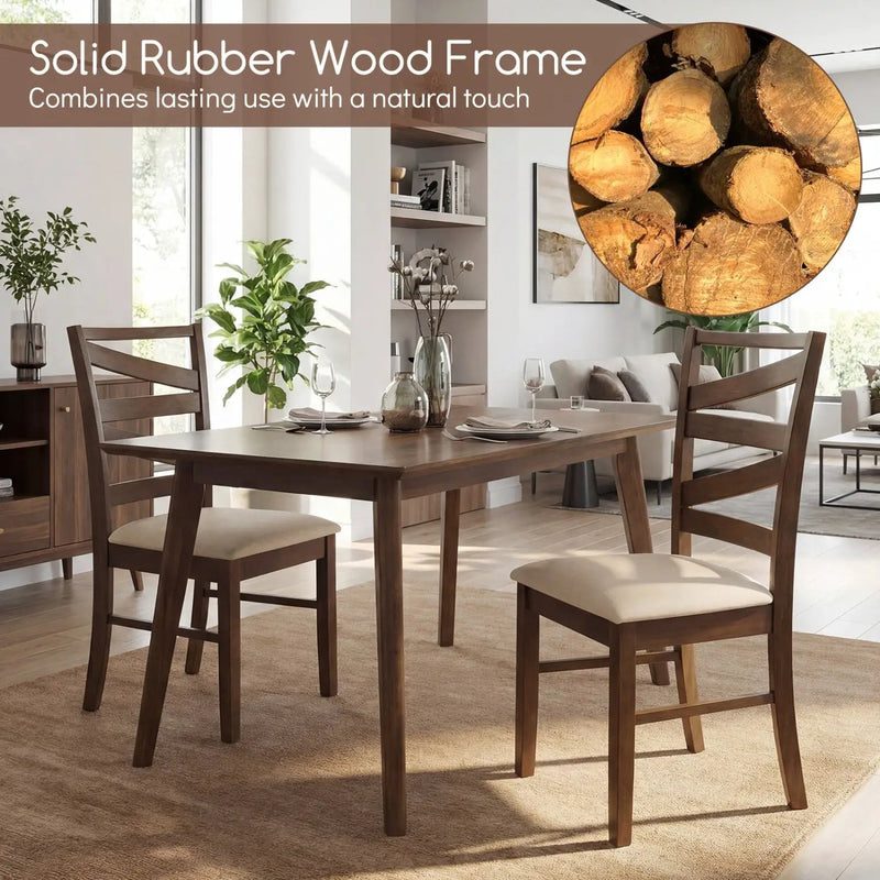 Dining Chairs Set of 4 with Backrests and Rubber Wood Frames by DirectDeals