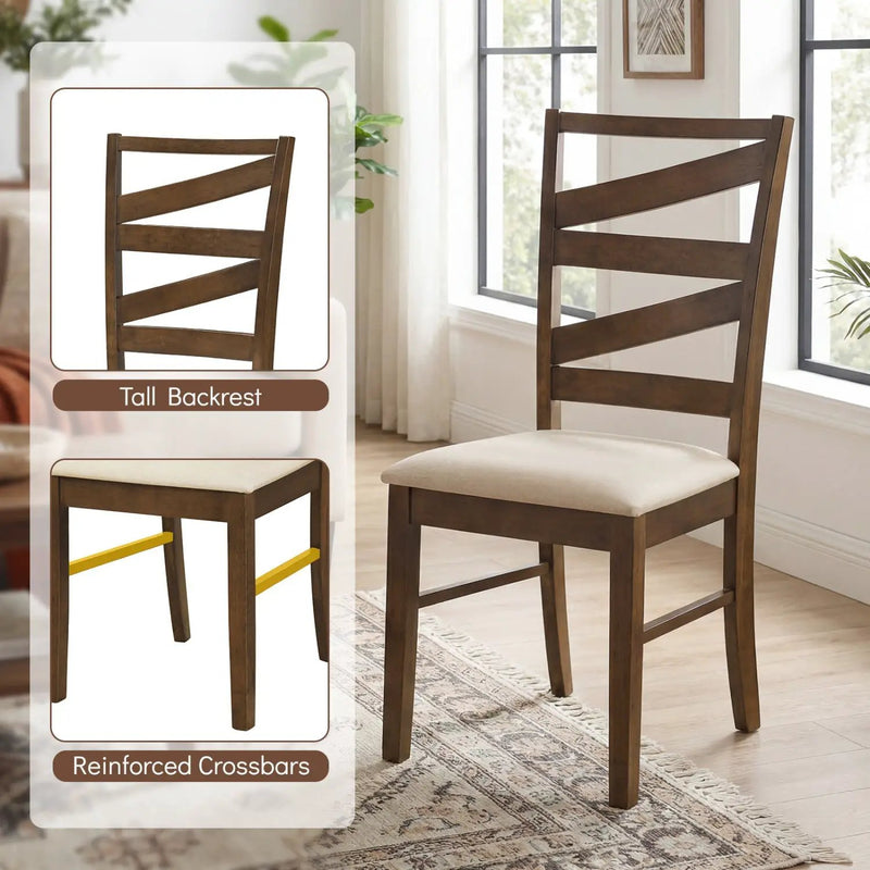 Dining Chairs Set of 4 with Backrests and Rubber Wood Frames by DirectDeals