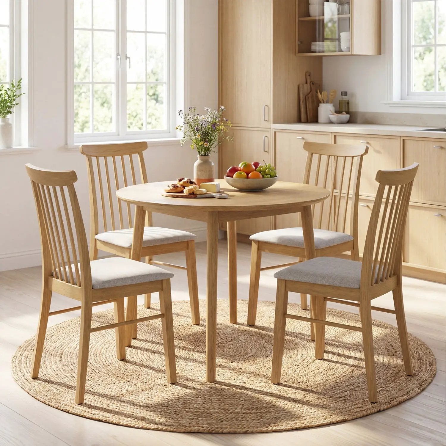 Dining Chairs Set of 2 Fabric Upholstered Kitchen Armless Chairs with Rubber Wood Frame by DirectDeals