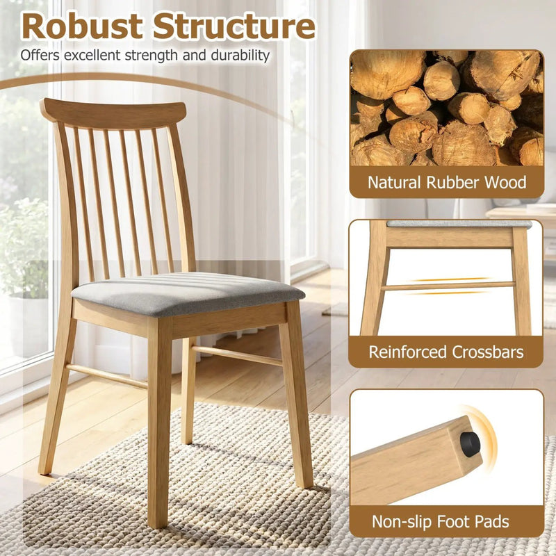 Dining Chairs Set of 2 Fabric Upholstered Kitchen Armless Chairs with Rubber Wood Frame by DirectDeals