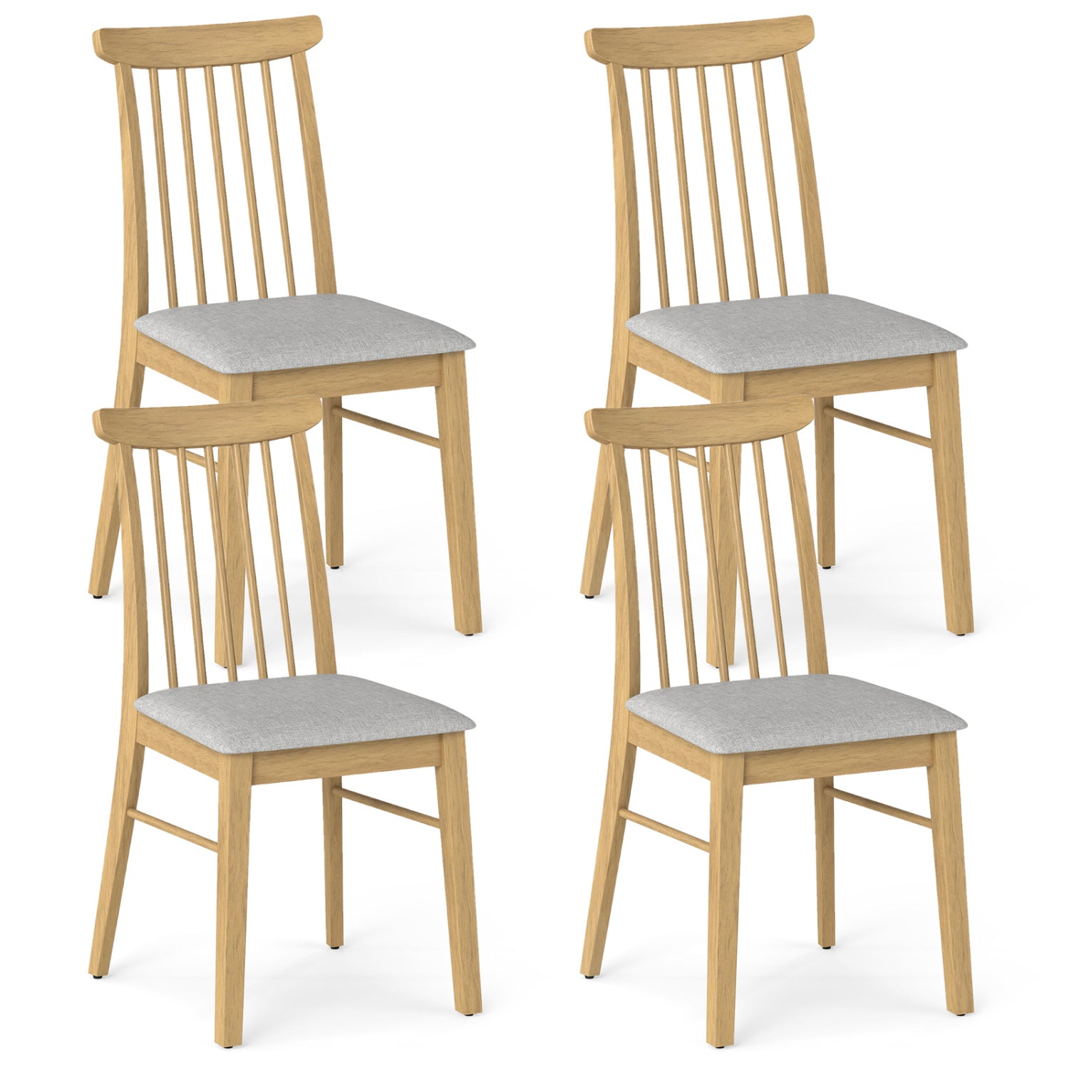 Dining Chairs Set of 4 Fabric Upholstered Kitchen Armless Chairs with Rubber Wood Frame by DirectDeals