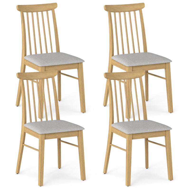 Dining Chairs Set of 4 Fabric Upholstered Kitchen Armless Chairs with Rubber Wood Frame by DirectDeals