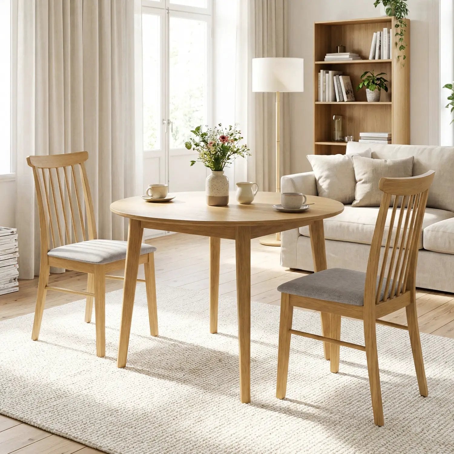 Dining Chairs Set of 4 Fabric Upholstered Kitchen Armless Chairs with Rubber Wood Frame by DirectDeals