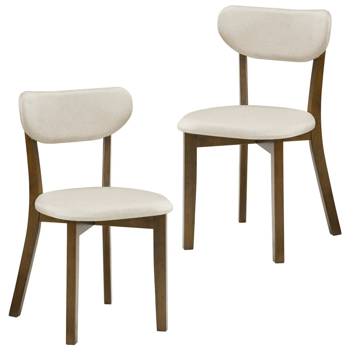 Dining Chairs Set of 2 Upholstered Mid-Back Chairs with Solid Rubber Wood Frame by DirectDeals