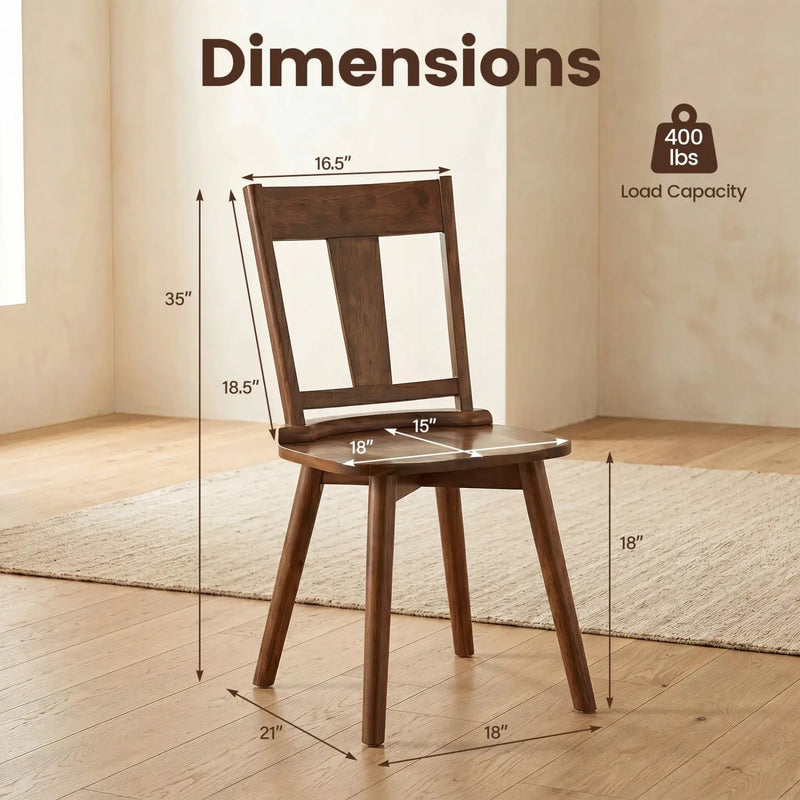 Solid Wood Dining Chairs Set of 2 with Ergonomic Backrest by DirectDeals