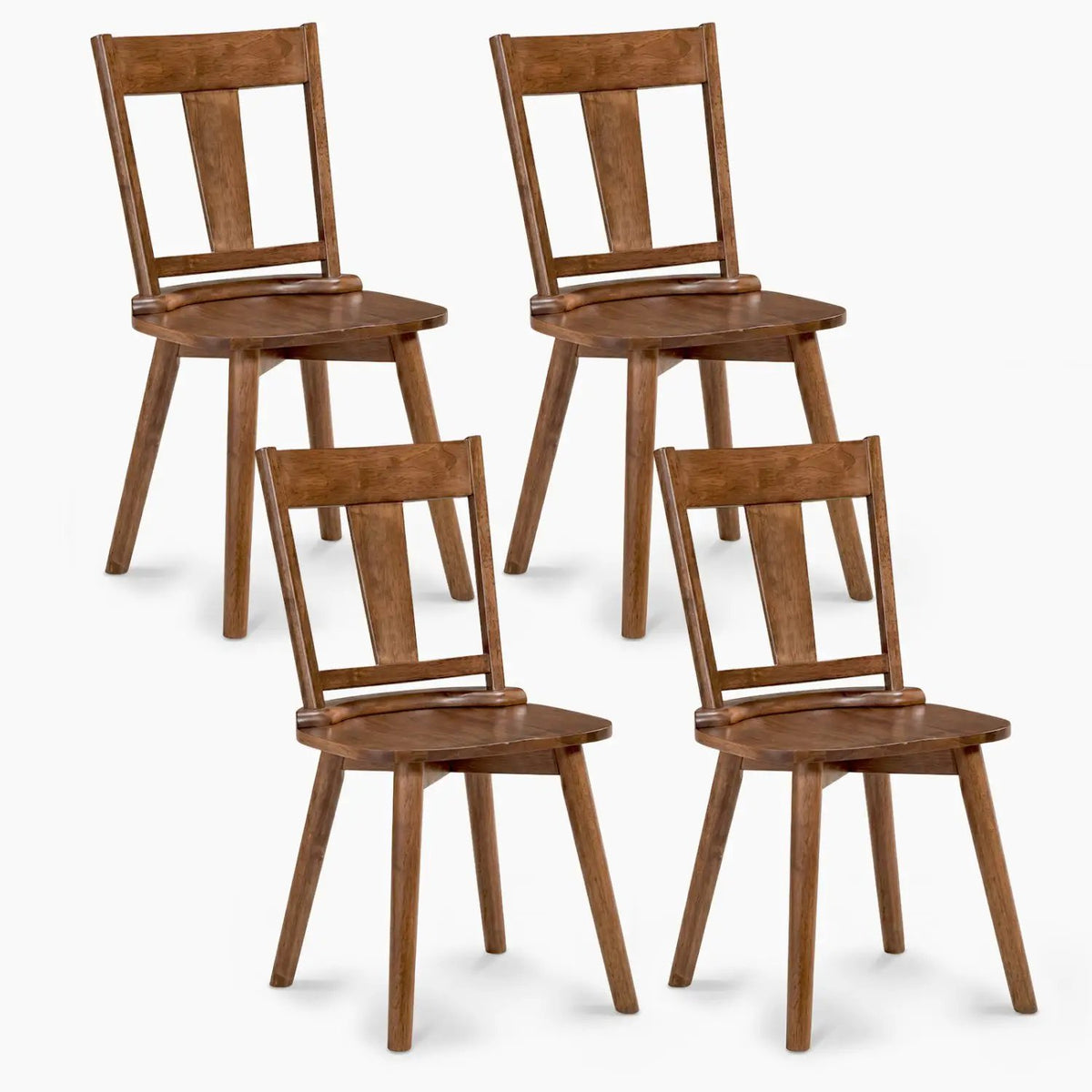 Solid Wood Dining Chairs Set of 4 with Curved Backrest by DirectDeals