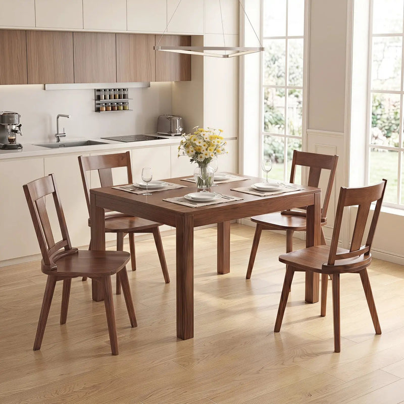 Solid Wood Dining Chairs Set of 4 with Curved Backrest by DirectDeals