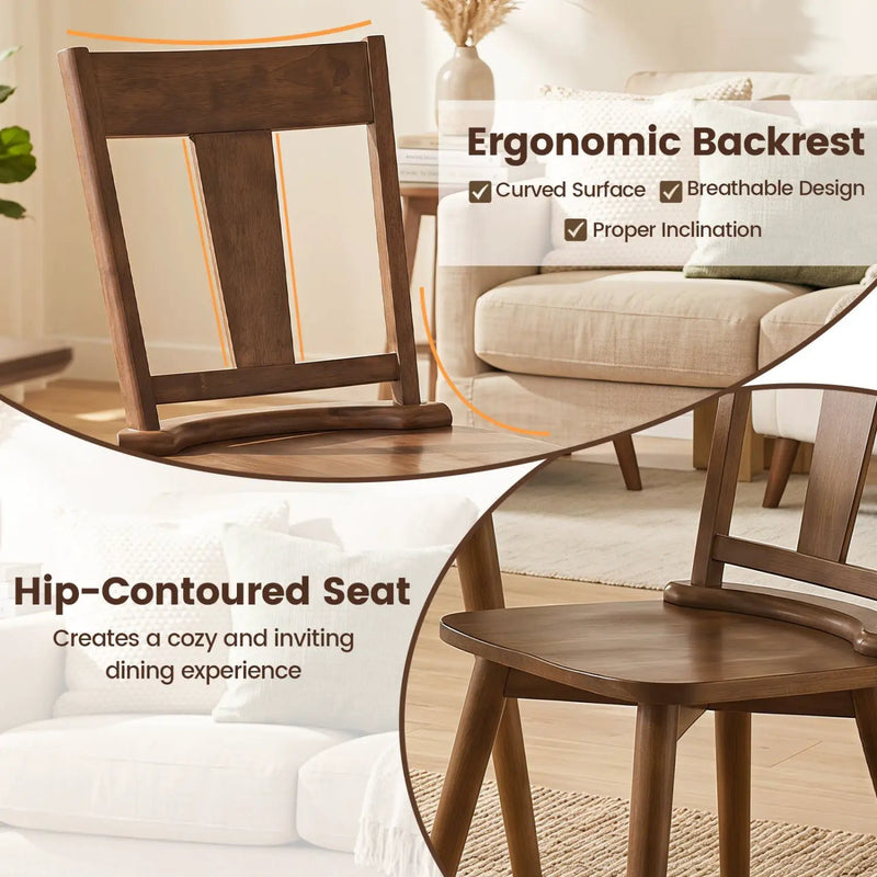 Solid Wood Dining Chairs Set of 4 with Curved Backrest by DirectDeals