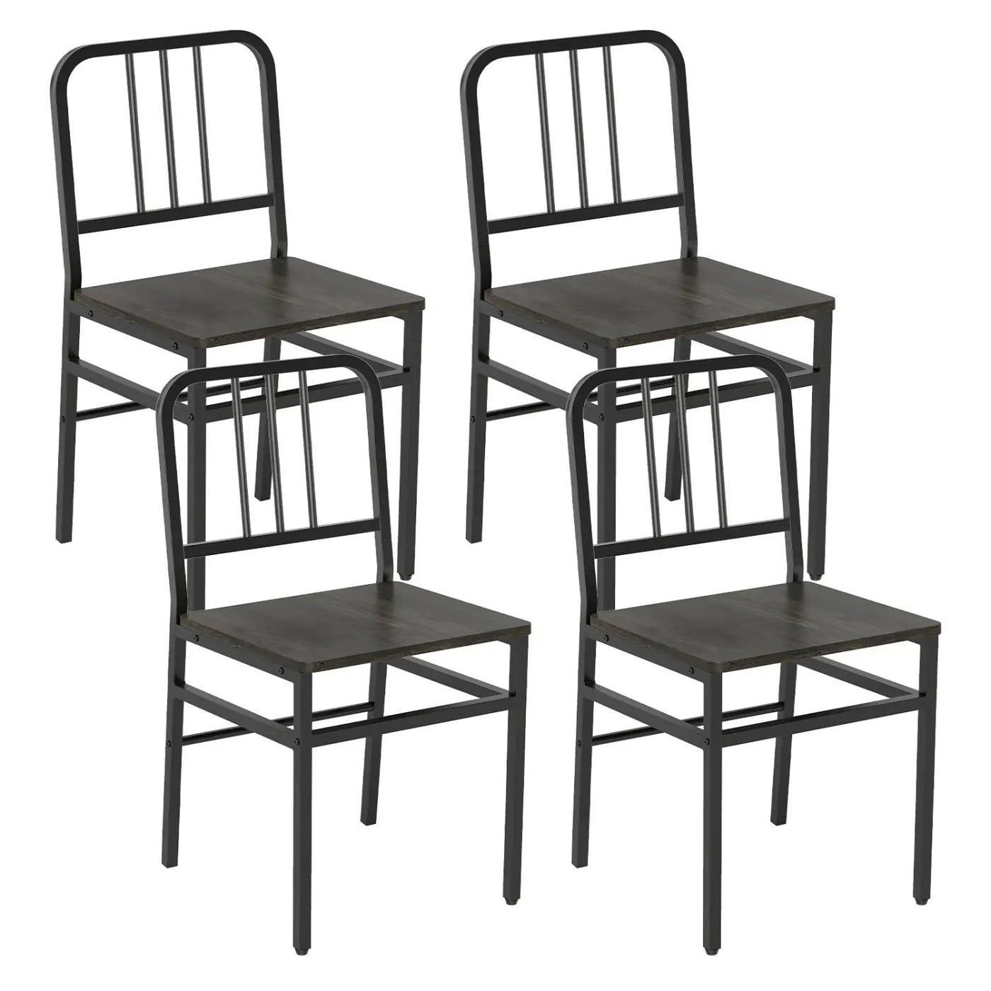 Dining Chairs Set of 4 with Slatted Backrest & Metal Frame by DirectDeals