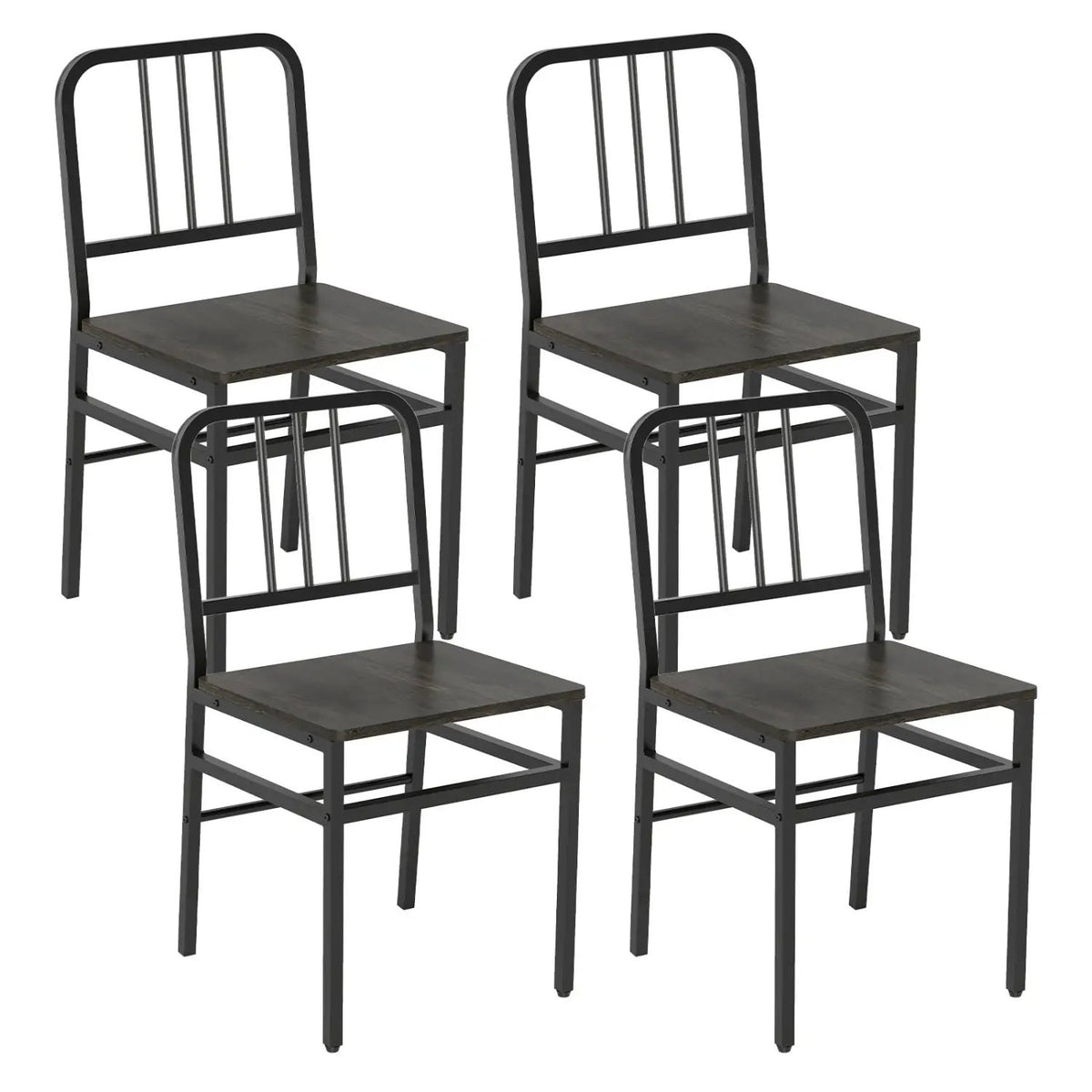 Dining Chairs Set of 4 with Slatted Backrest & Metal Frame by DirectDeals