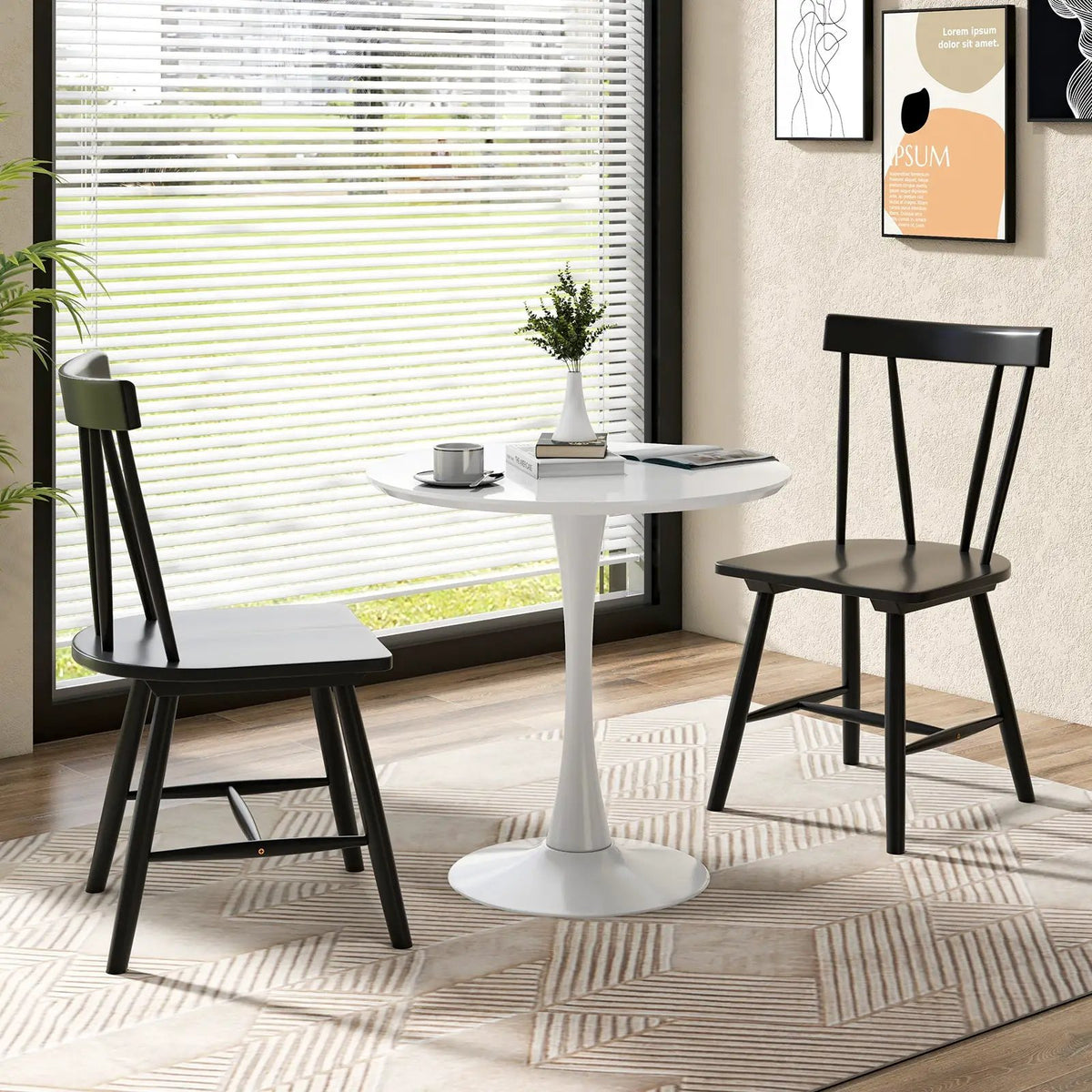 Windsor Style Armless Chairs with Solid Rubber Wood Frame by DirectDeals