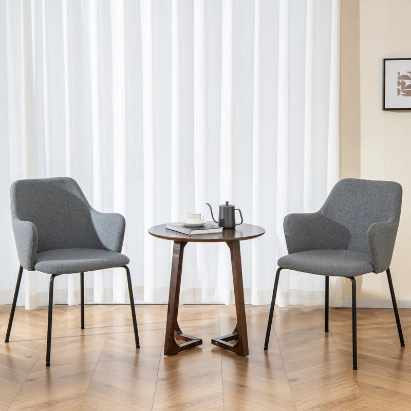 Dining Chairs Set of 2 with Curved Backrest Wide Seat and Armrests by DirectDeals