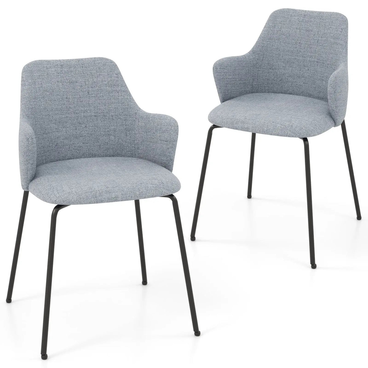 Dining Chairs Set of 2 with Curved Backrest Wide Seat and Armrests by DirectDeals