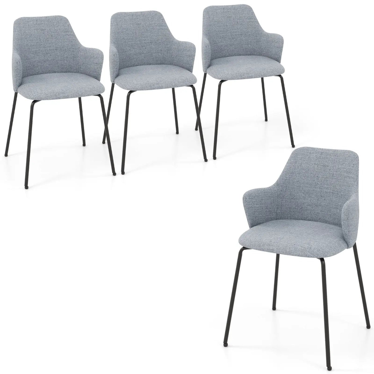 Dining Chairs Set of 2 with Curved Backrest Wide Seat and Armrests by DirectDeals