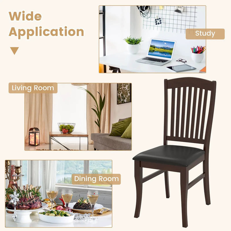 Dining Chairs Set of 2 Kitchen Side Chairs Mid-century Armless Dinette Chairs-Coffee by DirectDeals