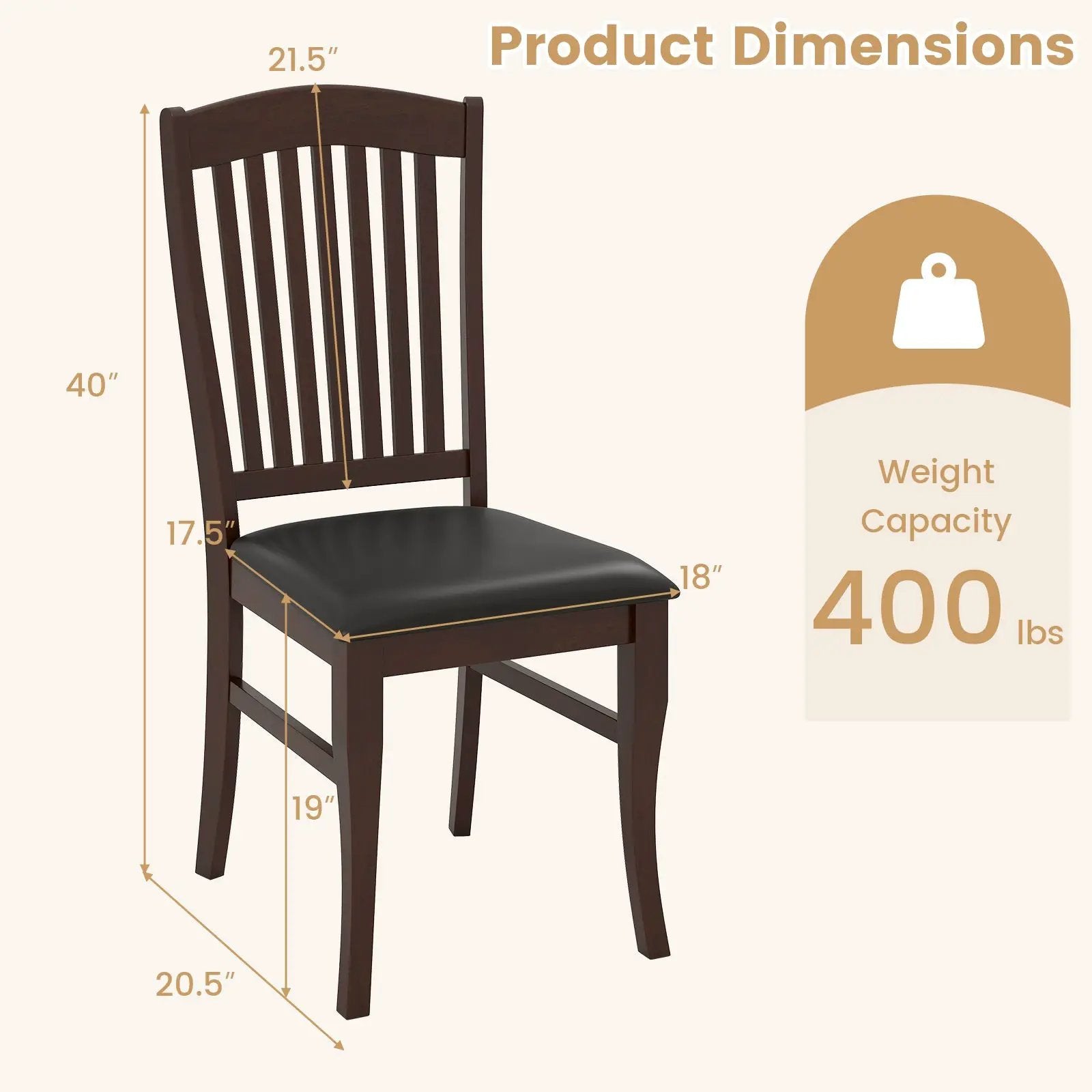 Dining Chairs Set of 2 Kitchen Side Chairs Mid-century Armless Dinette Chairs-Coffee by DirectDeals