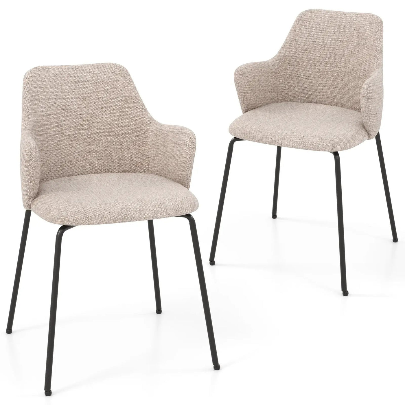 Dining Chairs Set of 2 with Curved Backrest Wide Seat and Armrests by DirectDeals