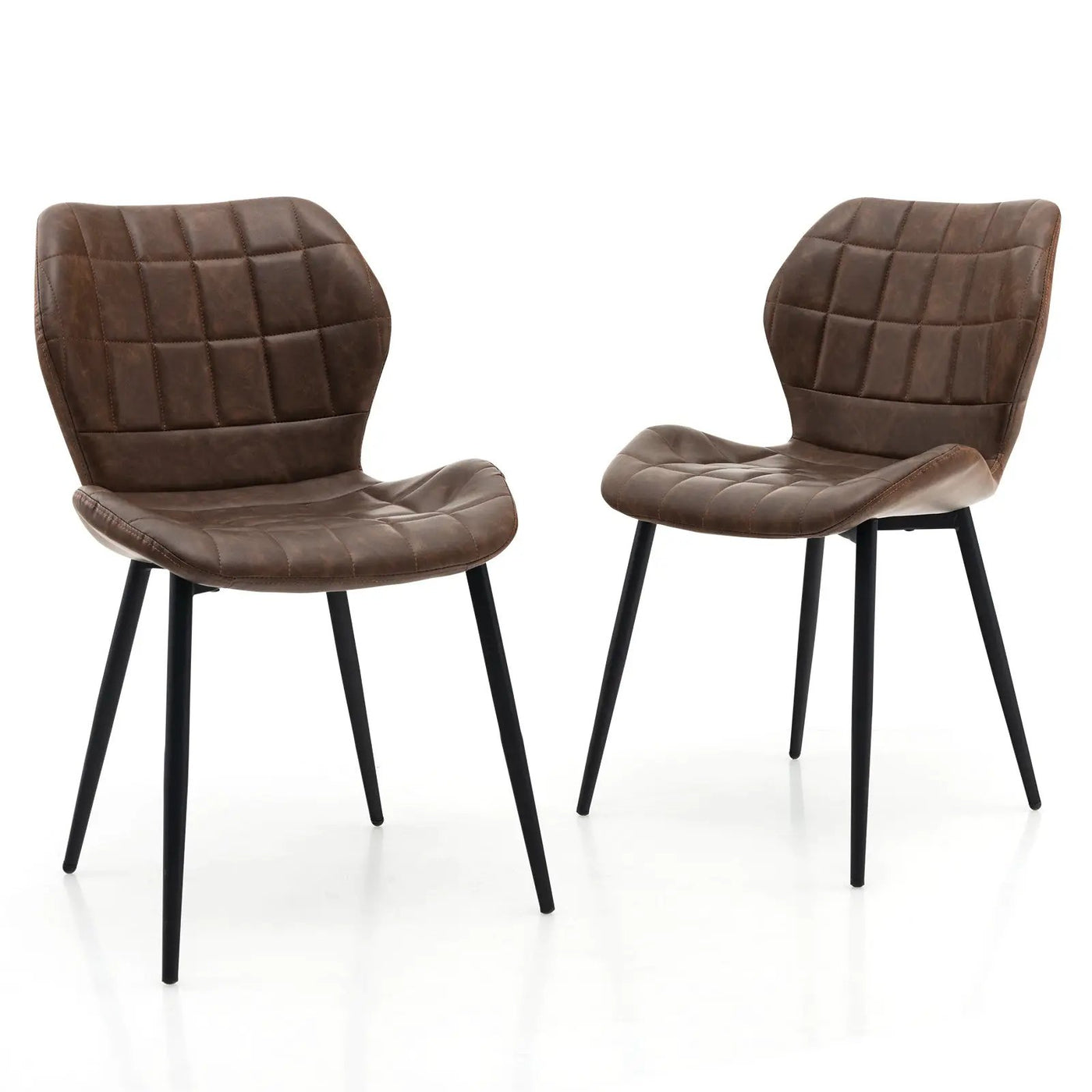 Dining Chairs Set of 2 with Padded Back Metal Legs and Adjustable Foot Pads by DirectDeals