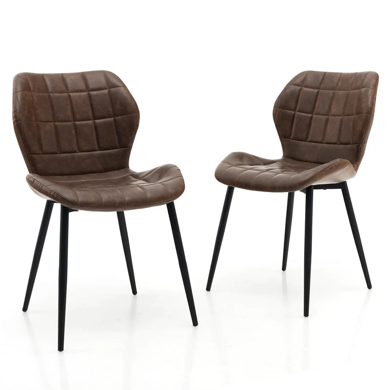 Dining Chairs Set of 2 with Padded Back Metal Legs and Adjustable Foot Pads by DirectDeals