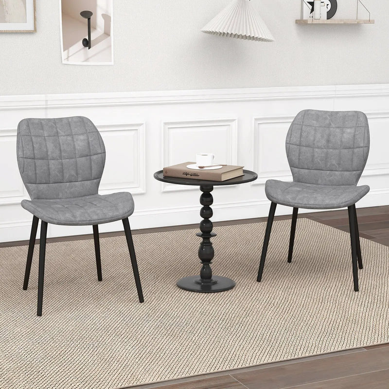 Dining Chairs Set of 2 with Padded Back Metal Legs and Adjustable Foot Pads by DirectDeals