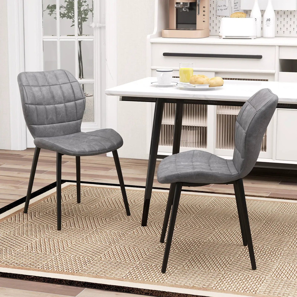 Dining Chairs Set of 2 with Padded Back Metal Legs and Adjustable Foot Pads by DirectDeals