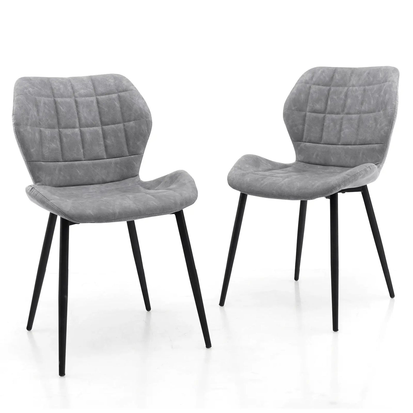 Dining Chairs Set of 2 with Padded Back Metal Legs and Adjustable Foot Pads by DirectDeals