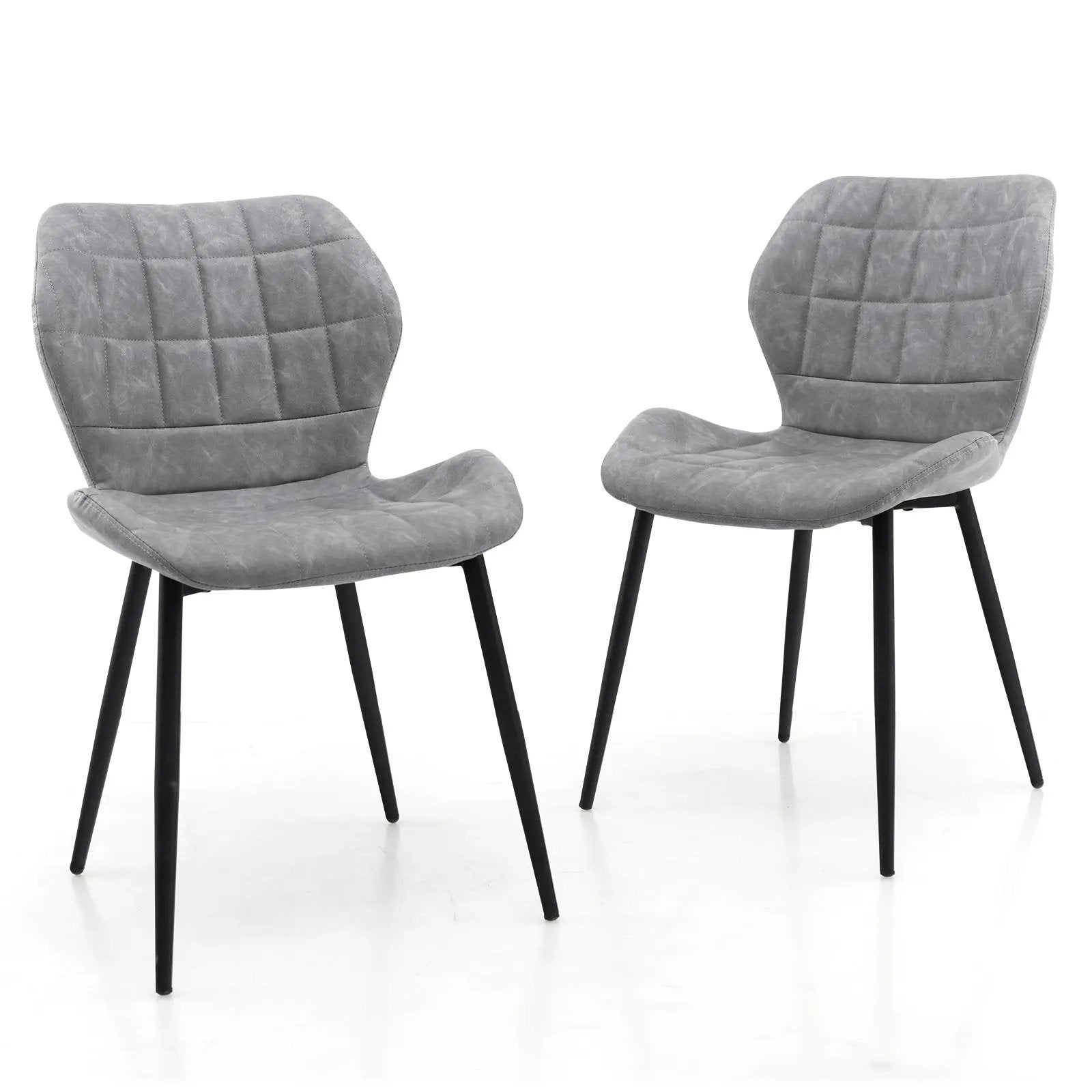 Dining Chairs Set of 2 with Padded Back Metal Legs and Adjustable Foot Pads by DirectDeals