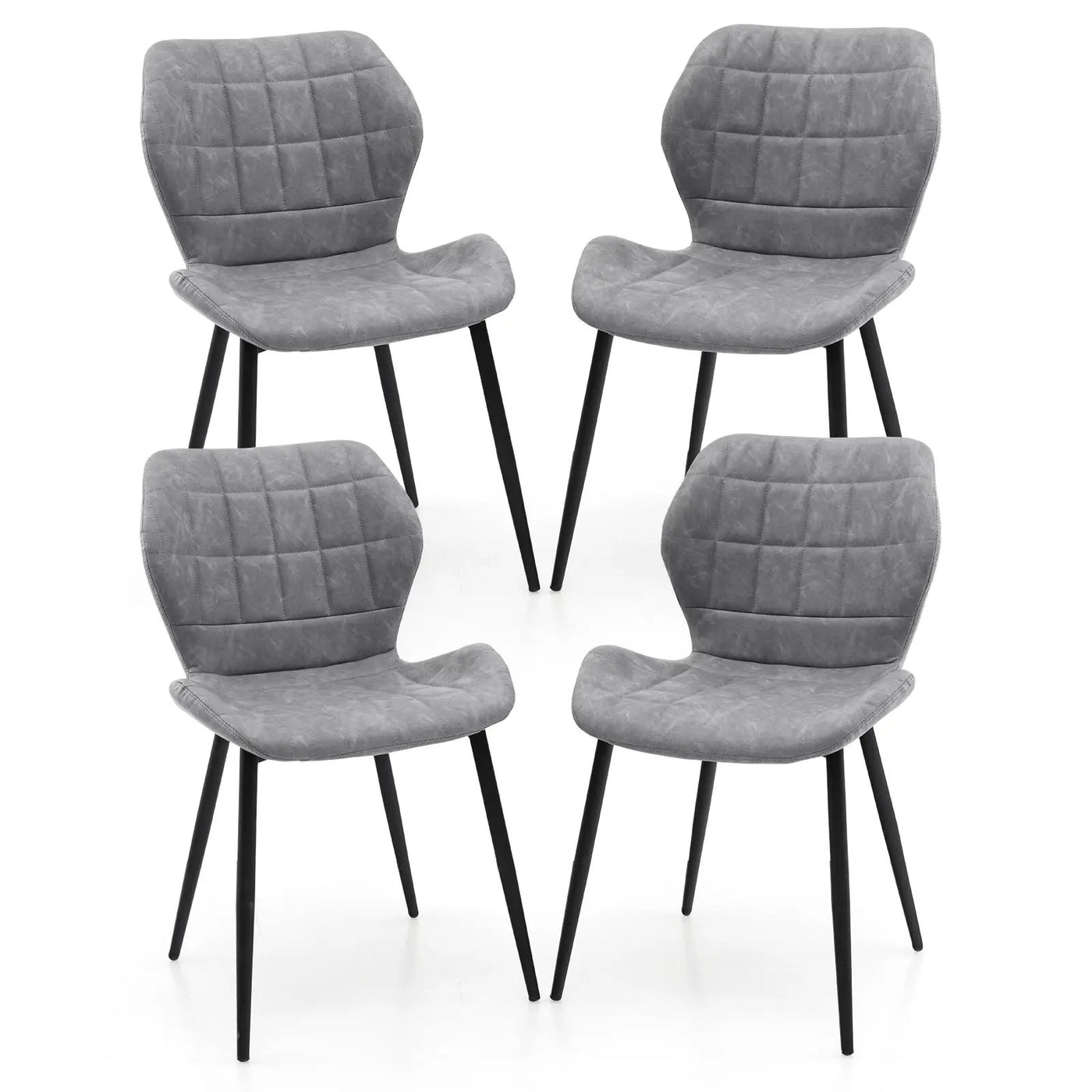 Dining Chairs Set of 2 with Padded Back Metal Legs and Adjustable Foot Pads by DirectDeals