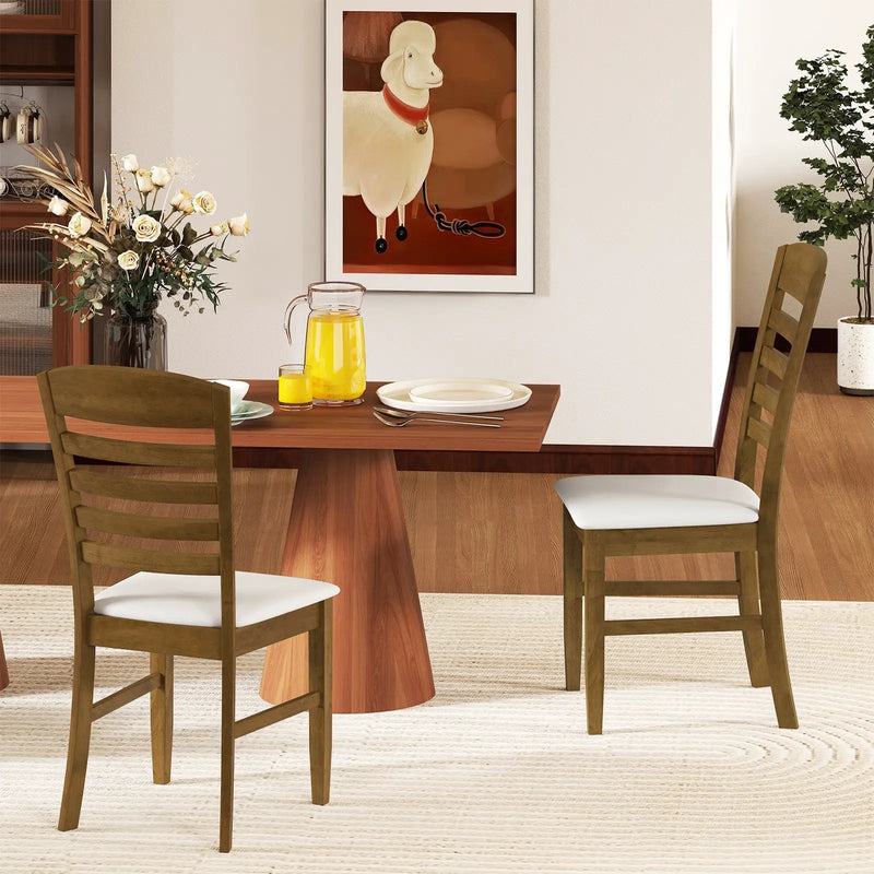 Dining Chairs Set of 2 with Rubber Wood Frame and Padded Seat-Walnut by DirectDeals