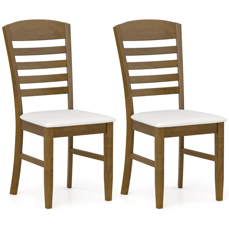Dining Chairs Set of 2 with Rubber Wood Frame and Padded Seat-Walnut by DirectDeals