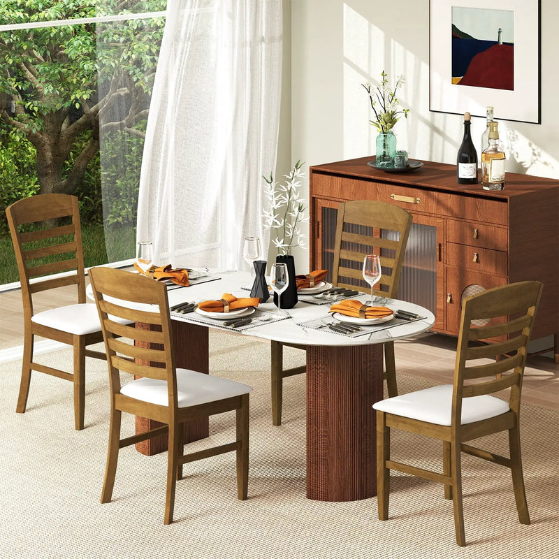 Dining Chairs Set of 2 with Rubber Wood Frame and Padded Seat-Walnut by DirectDeals