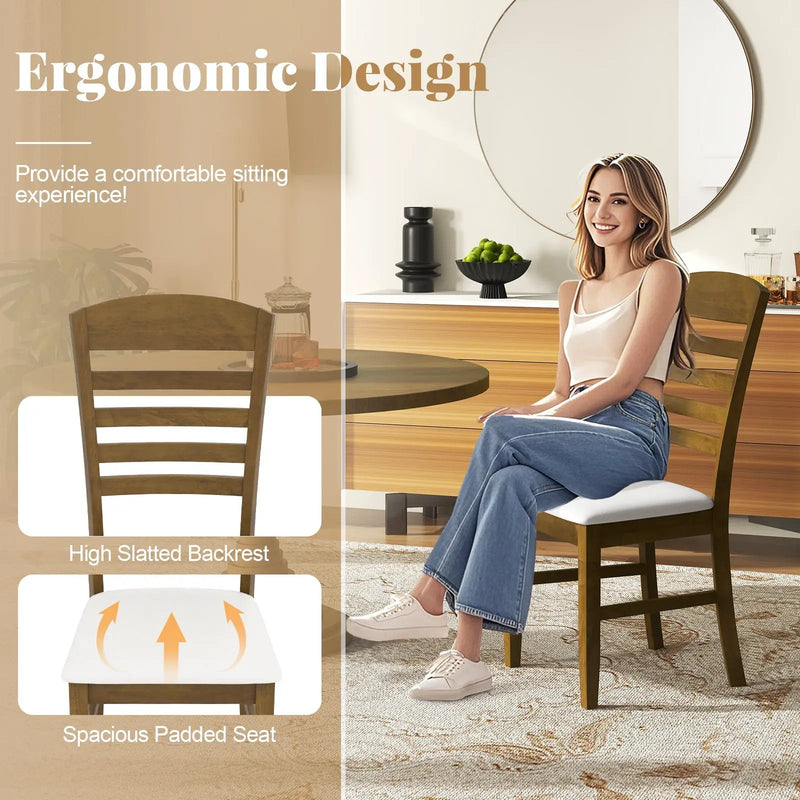 Dining Chairs Set of 2 with Rubber Wood Frame and Padded Seat-Walnut by DirectDeals