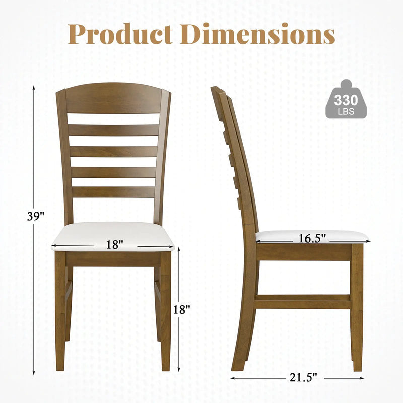 Dining Chairs Set of 2 with Rubber Wood Frame and Padded Seat-Walnut by DirectDeals