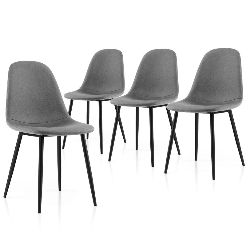 Dining Chairs Set of 4 with Black Metal Legs-Gray by DirectDeals