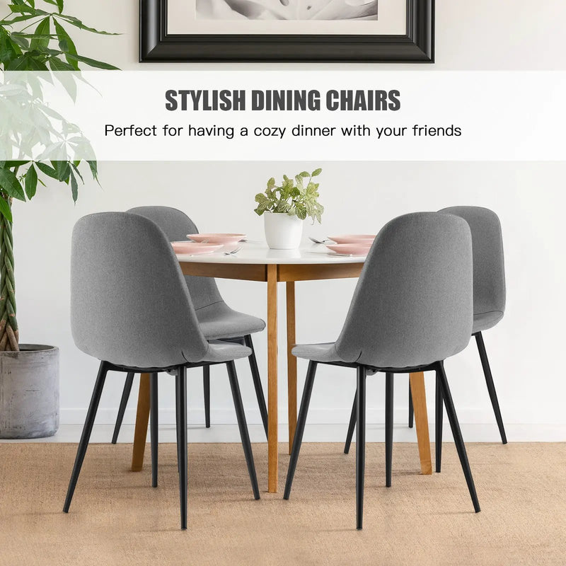 Dining Chairs Set of 4 with Black Metal Legs-Gray by DirectDeals