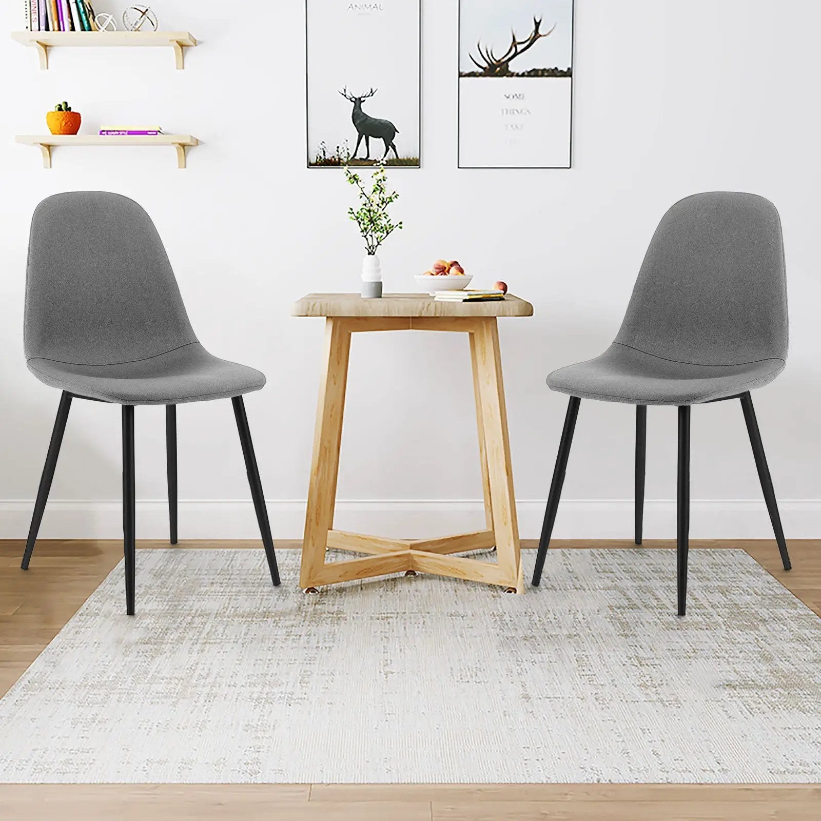 Dining Chairs Set of 4 with Black Metal Legs-Gray by DirectDeals