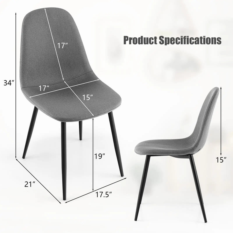 Dining Chairs Set of 4 with Black Metal Legs-Gray by DirectDeals