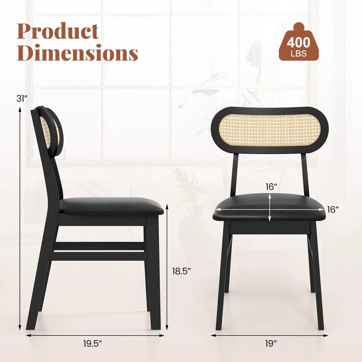 Indoor Mid Century Wood Dining Chairs Set of 2 for Dining Room by DirectDeals