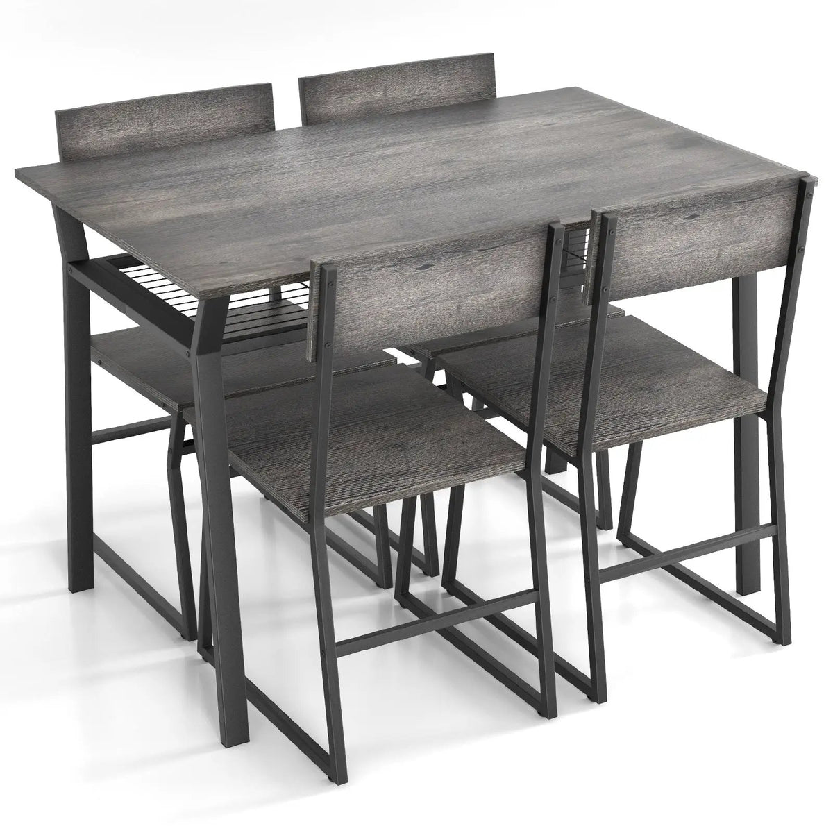 5 Piece Dining Table Set with Storage Rack and Metal Frame by DirectDeals